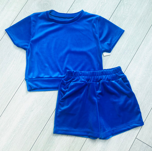 Royal Blue Juicy Studded Shorts Set