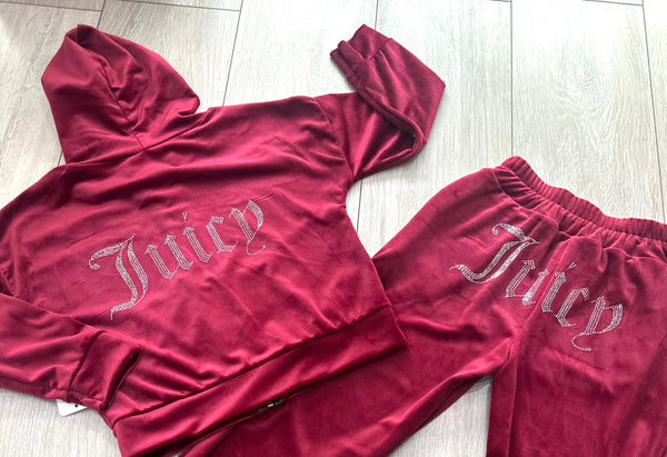 Burgundy Juicy Studded Tracksuit
