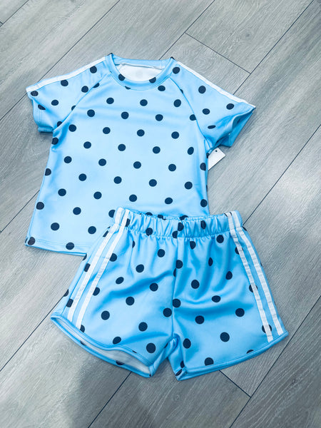KIZZY Blue Spotted Shorts Set