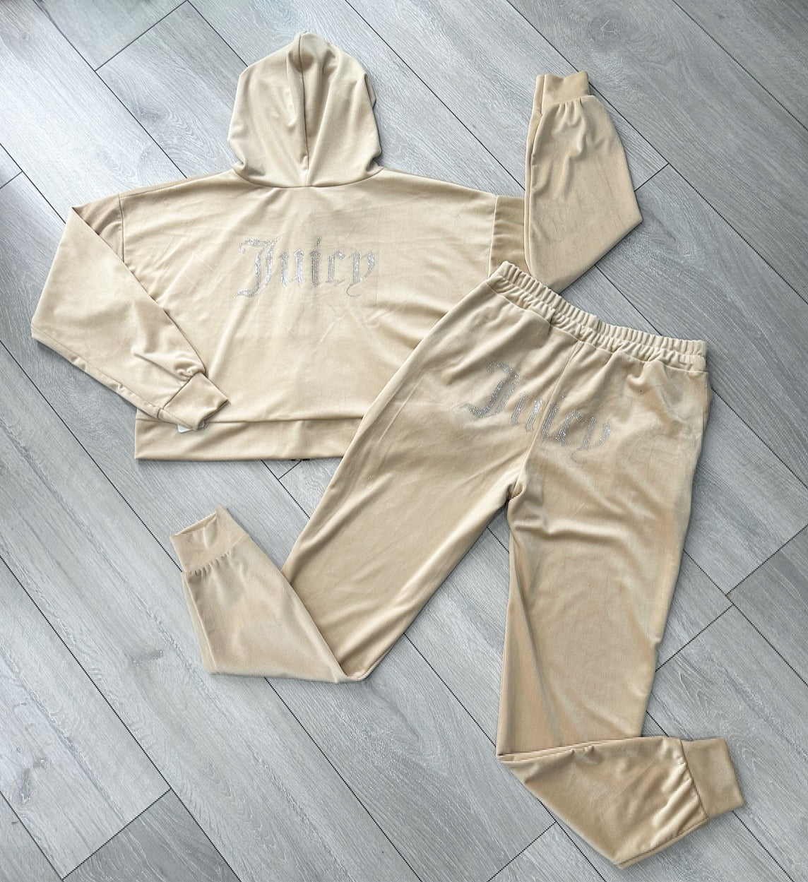 Teenage/Ladies Beige Juicy Studded Tracksuit