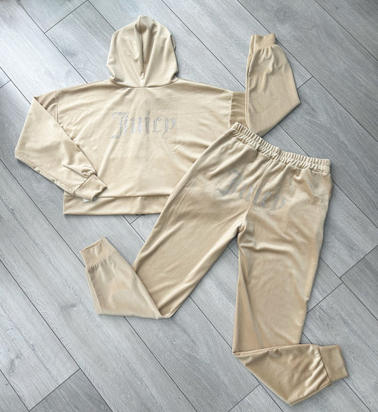 Teenage/Ladies Beige Juicy Studded Tracksuit