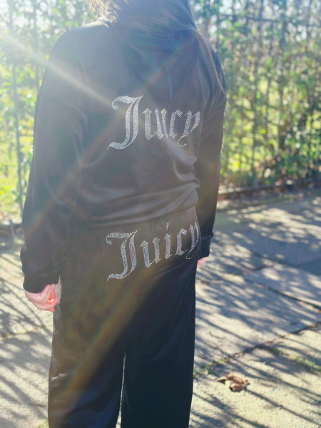 Black Juicy Studded Flared Leg Tracksuit