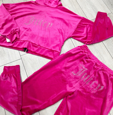 Teenage/Ladies Cerise Pink Juicy Studded Tracksuit