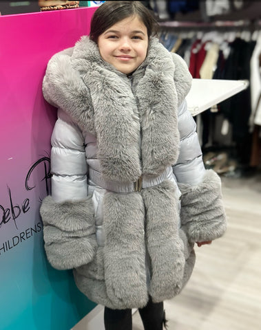 Grey Valencia Hooded Coat