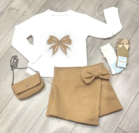 Beige Olexa 3 Piece Skort Set