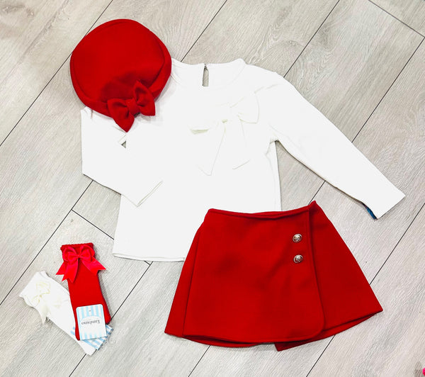 Red Zalika 3 Piece Skort Set