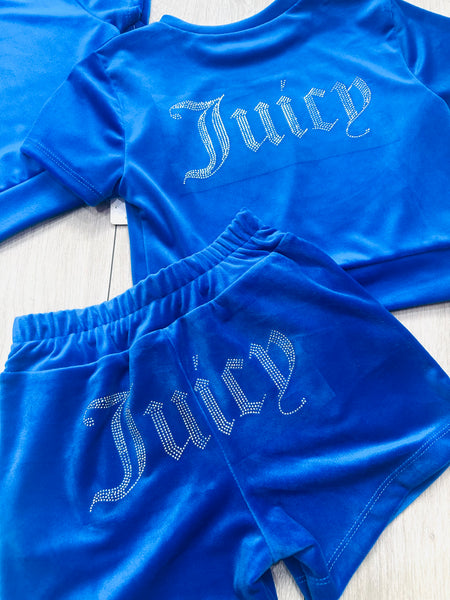 Royal Blue Juicy Studded Shorts Set
