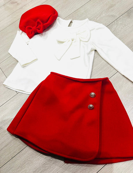 Red Zalika 3 Piece Skort Set