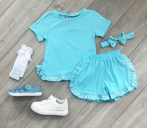 Blue Cliona 3 Piece Shorts Set