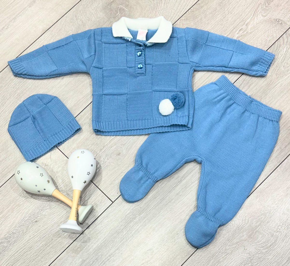 Dark Blue Landre 3 Piece Knitted Set