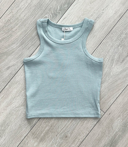 Blue Ribbed Vest Top
