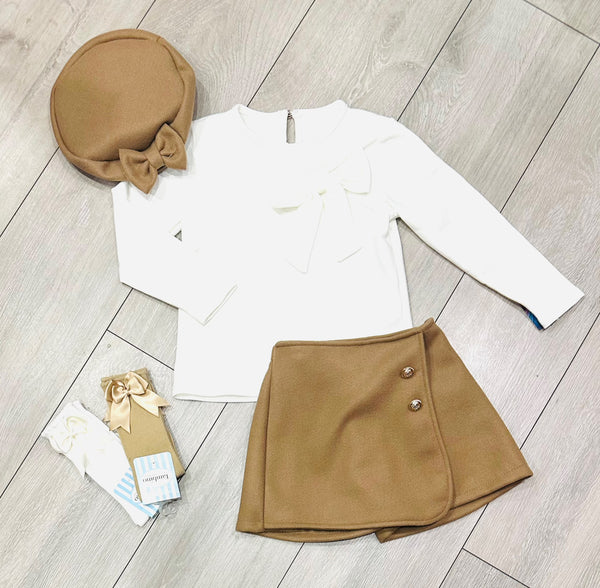 Beige Zalika 3 Piece Skort Set