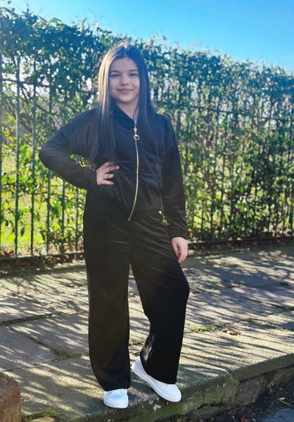 Black Juicy Studded Flared Leg Tracksuit