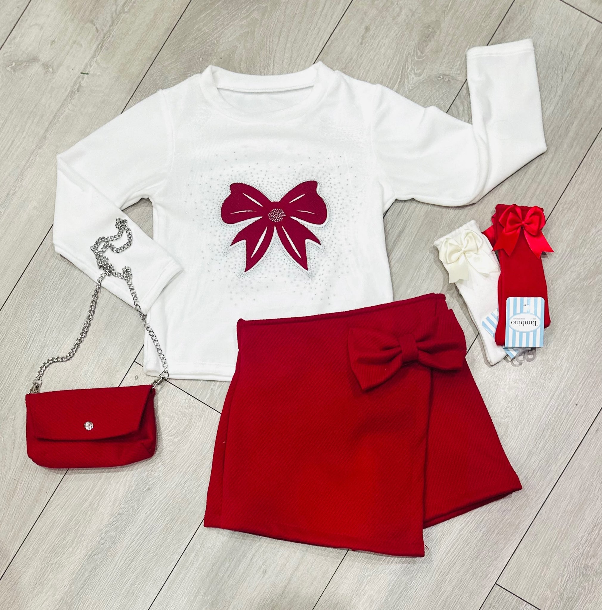 Red Olexa 3 Piece Skort Set