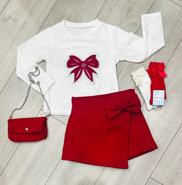 Red Olexa 3 Piece Skort Set