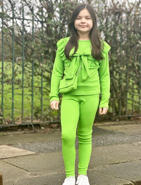 Green Valaya Leggings Set with Bag
