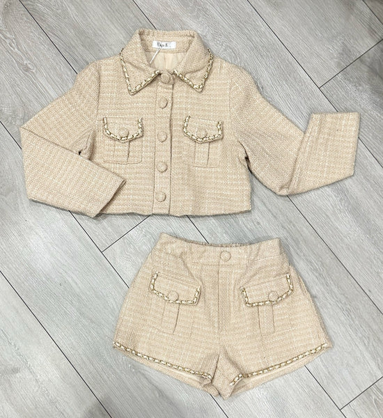 Beige Elise Shorts Set