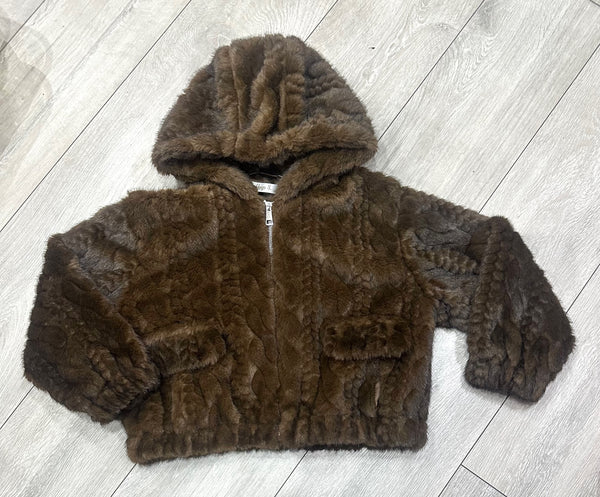 Brown Vashti Faux Fur Hooded Jacket