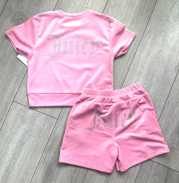 Pink Juicy Studded Shorts Set