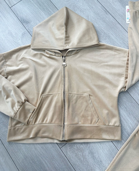 Teenage/Ladies Beige Juicy Studded Tracksuit