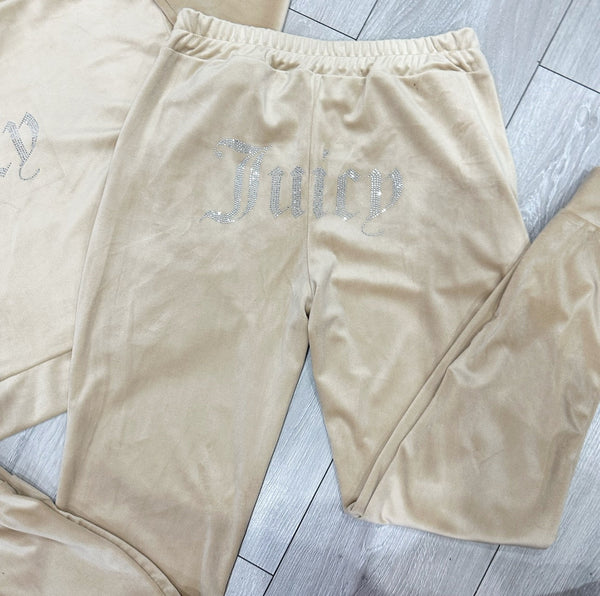 Teenage/Ladies Beige Juicy Studded Tracksuit