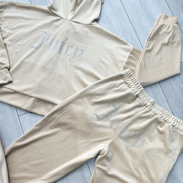 Teenage/Ladies Beige Juicy Studded Tracksuit