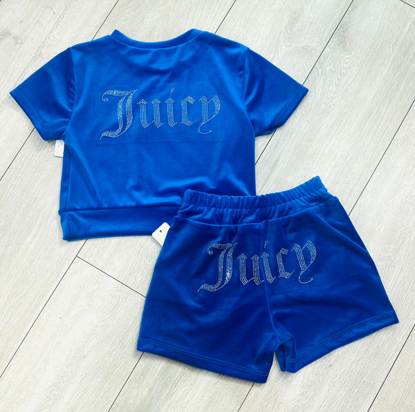 Royal Blue Juicy Studded Shorts Set