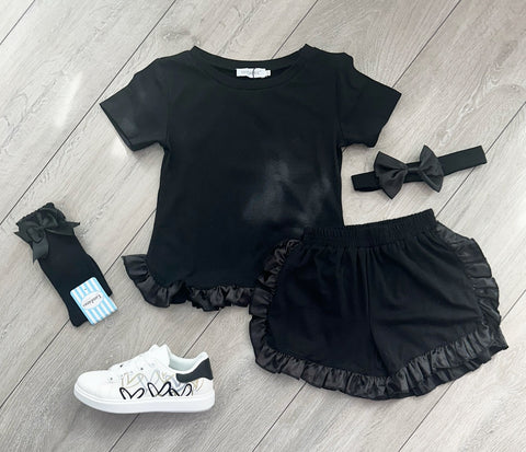 Black Cliona 3 Piece Shorts Set