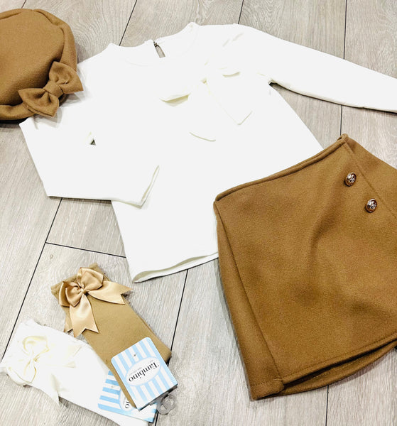 Beige Zalika 3 Piece Skort Set