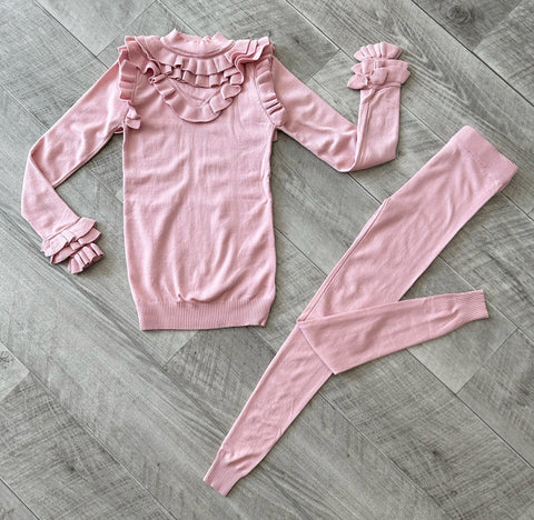 Pink Elena Knitted Leggings Set