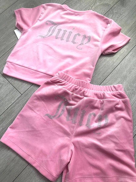 Pink Juicy Studded Shorts Set