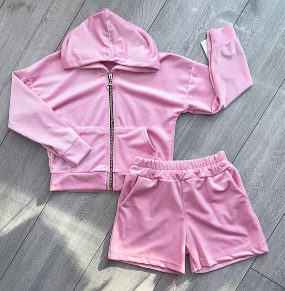 Pink Juicy Studded Jacket & Shorts Set
