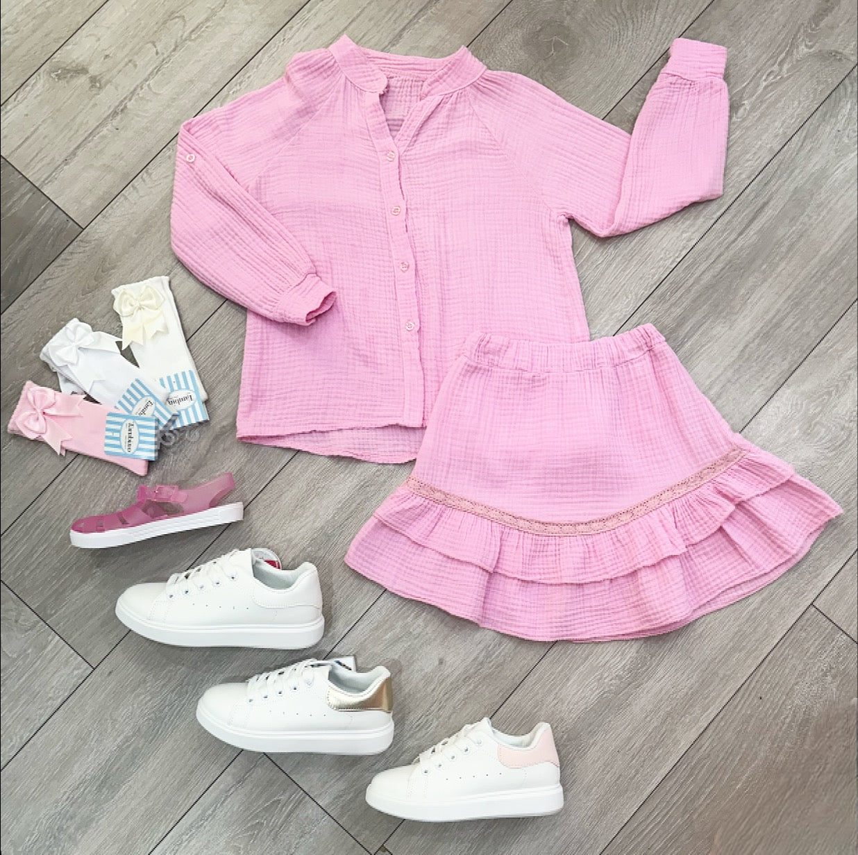 Pink Celine Skirt Set