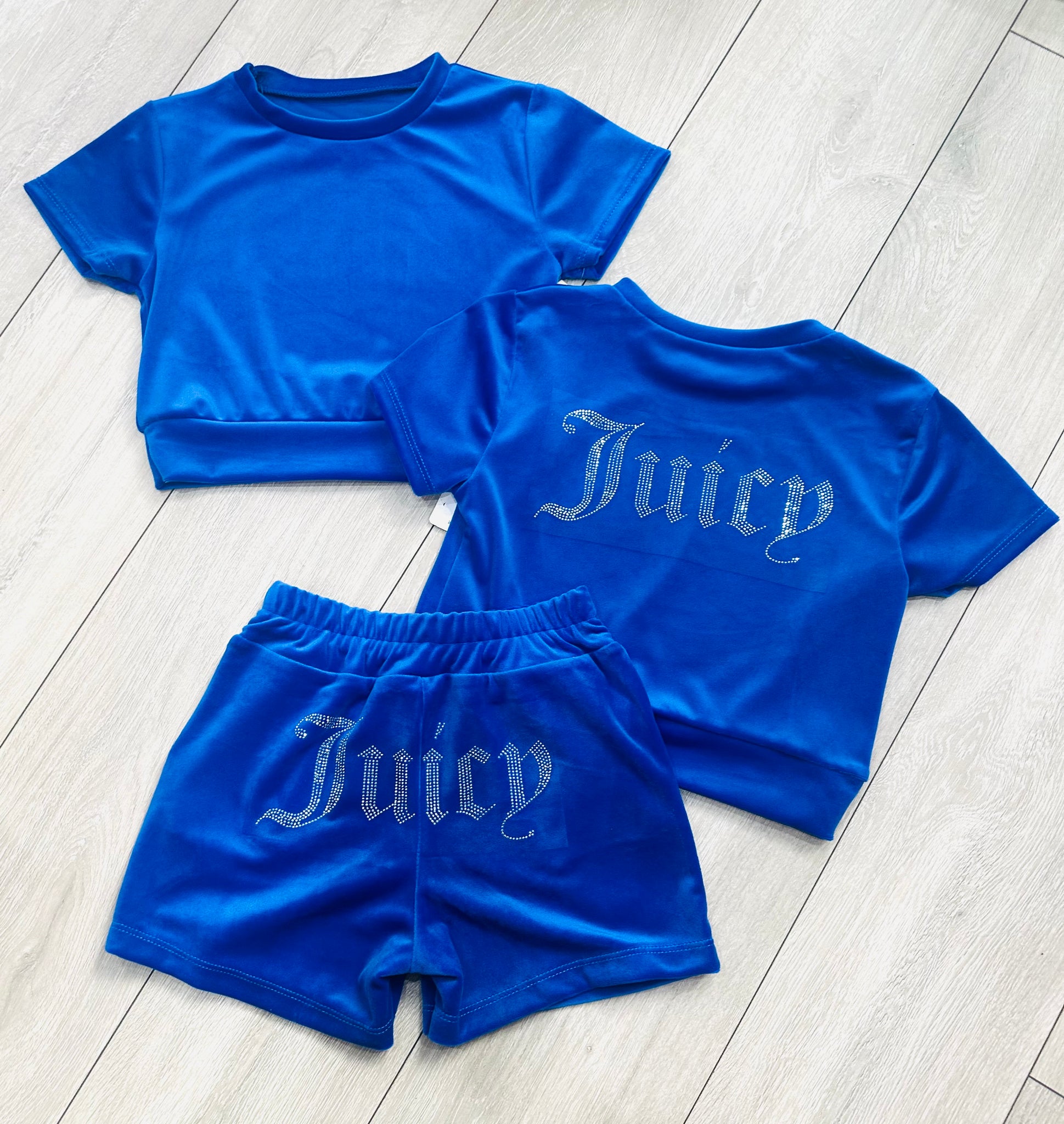Royal Blue Juicy Studded Shorts Set