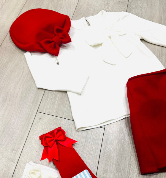 Red Zalika 3 Piece Skort Set