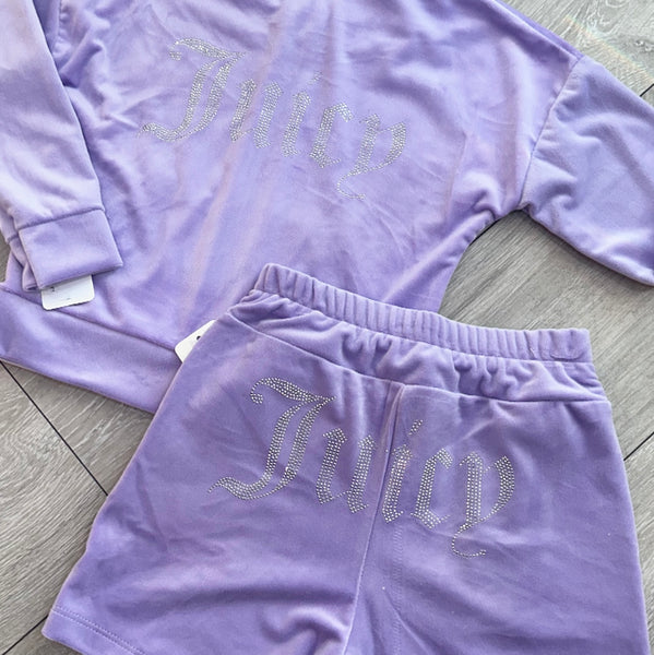 Lilac Juicy Studded Jacket & Shorts Set
