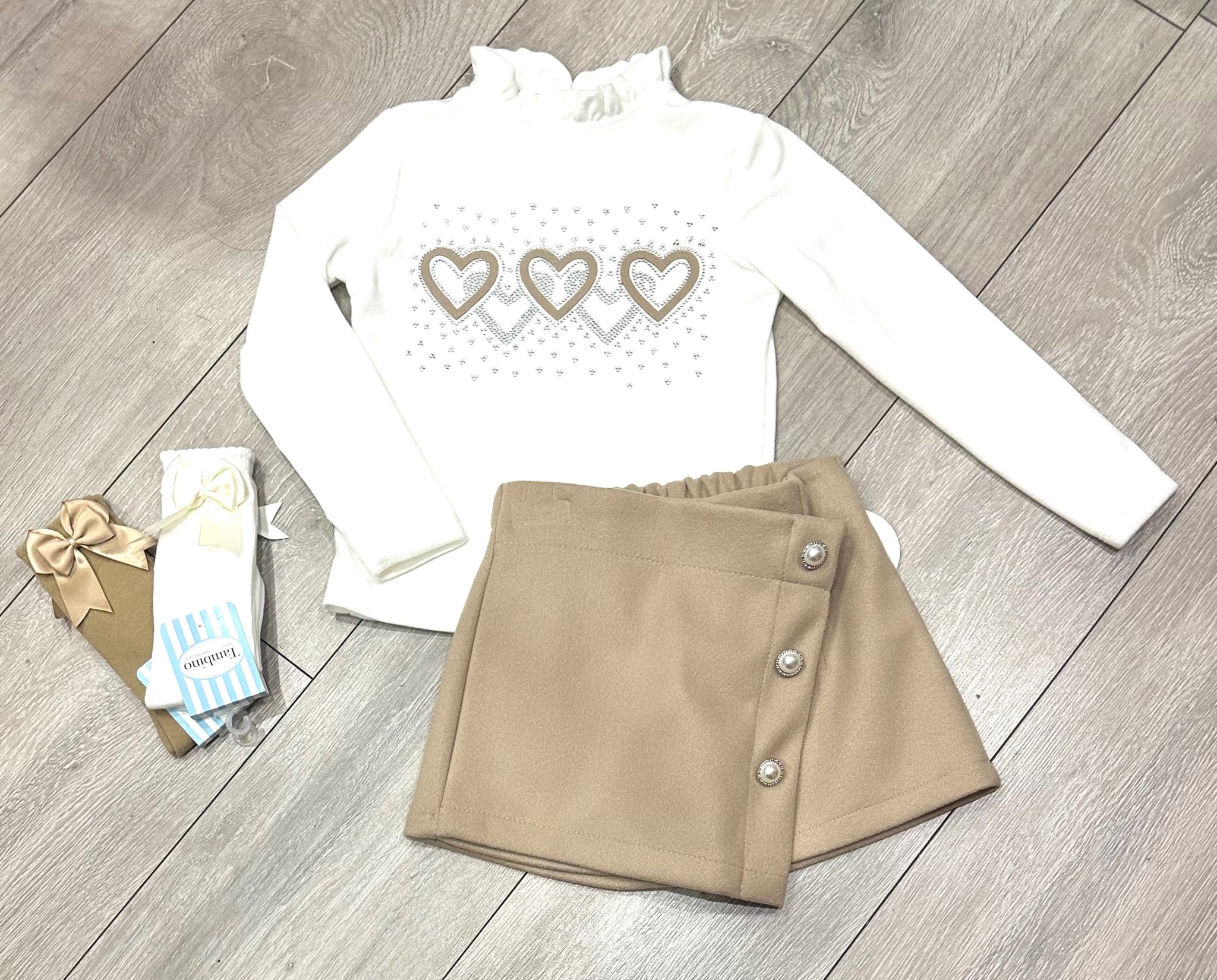 Beige Sakura Skort Set