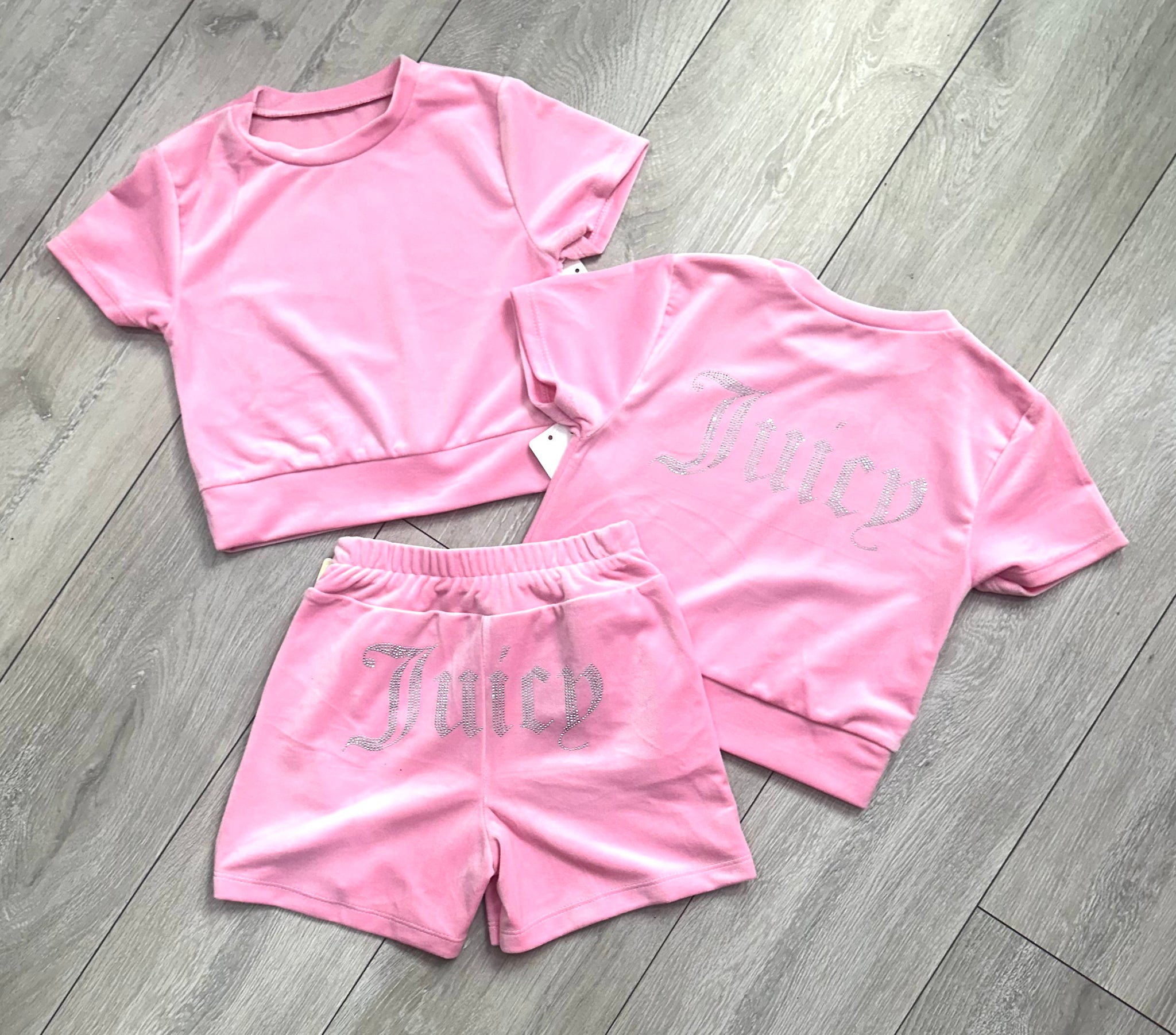 Pink Juicy Studded Shorts Set