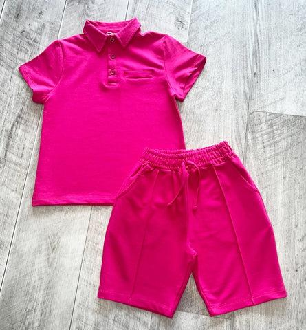 Cerise Pink Zeke Shorts Set
