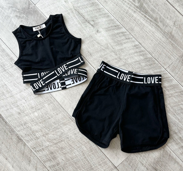 Black Love Gym Shorts Set NO EXCHANGE/NO RETURN