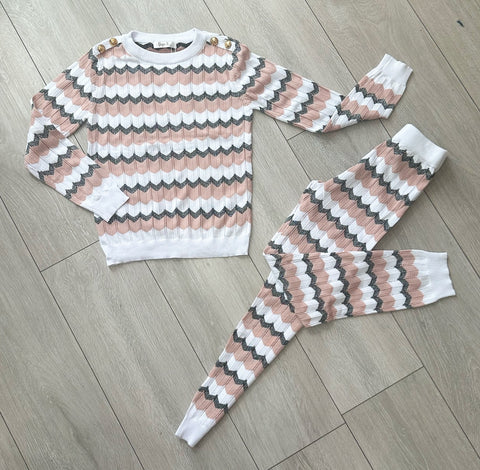 Pink Ameya Knitted Pants Set