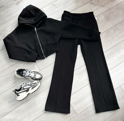 Teenage/Ladies Black Brielle Corset Crop Style Tracksuit