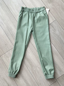 Green Arella Faux Leather Joggers