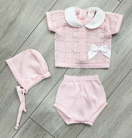 Pink Marisol 3 Piece Knitted Jam Pants Set