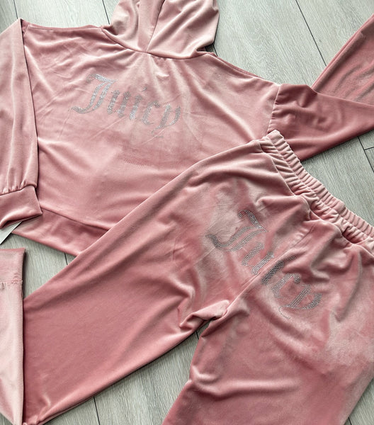 Teenage/Ladies Pink Juicy Studded Tracksuit