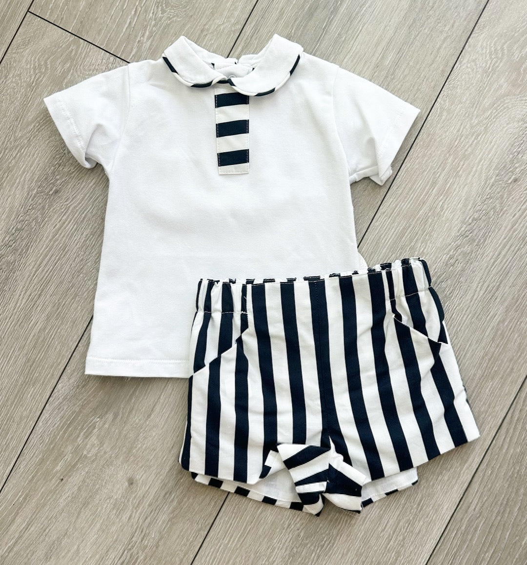 Miranda Boys White & Navy Shorts Set 0512