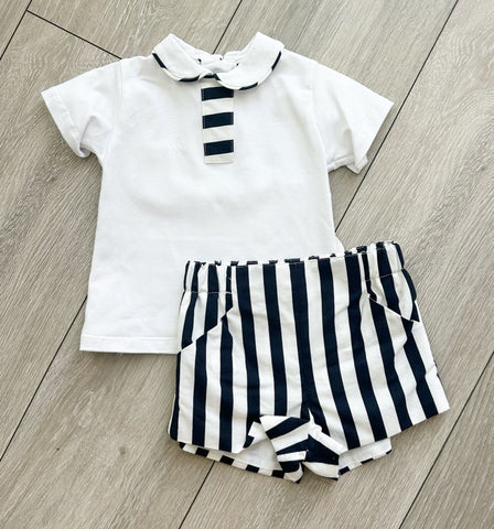 Miranda Boys White & Navy Shorts Set 0512