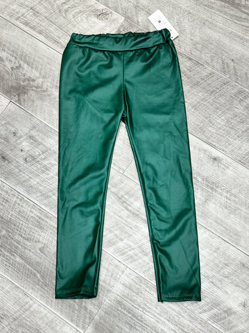 Green Leather Look Leggings