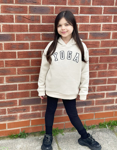 Beige Yoga Hoodie & Leggings Set