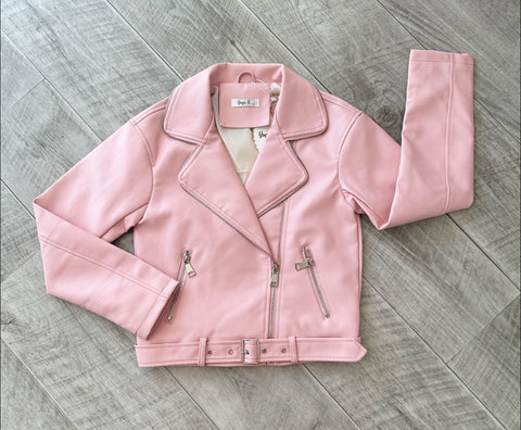 Pink Elysia Faux Leather Jacket